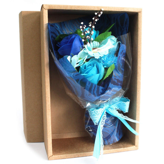 Boxed Hand Soap Flower Bouquet - Blue - Special