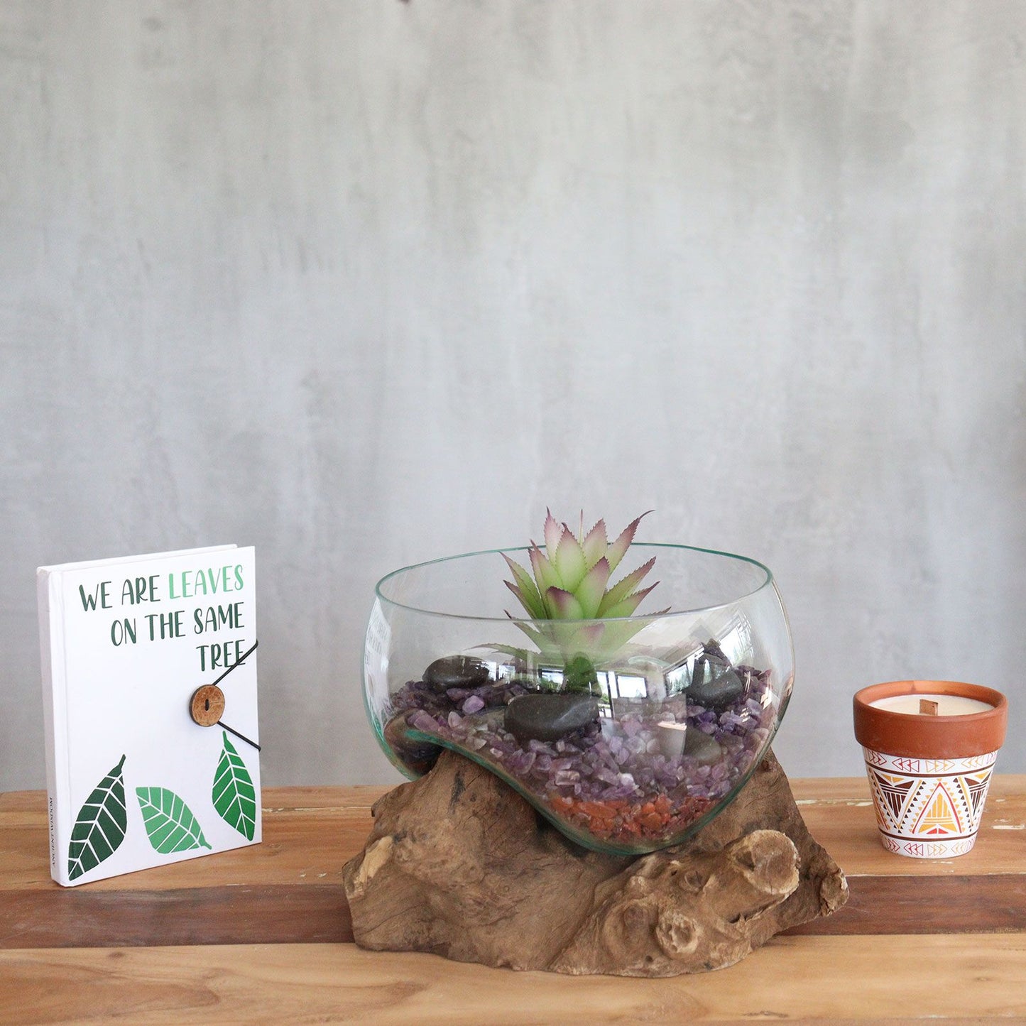 Roztavené sklo na dreve - otvorená veľká misa