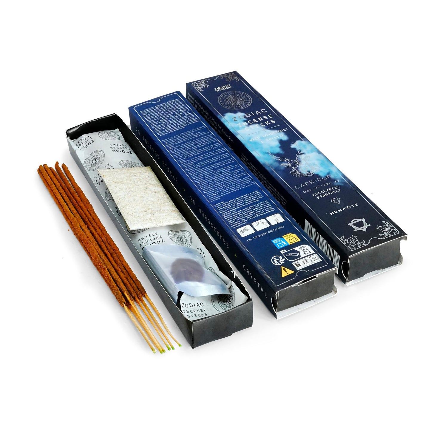 Eucalyptus Zodiac Gemstone Crystal Incense -  Capricorn