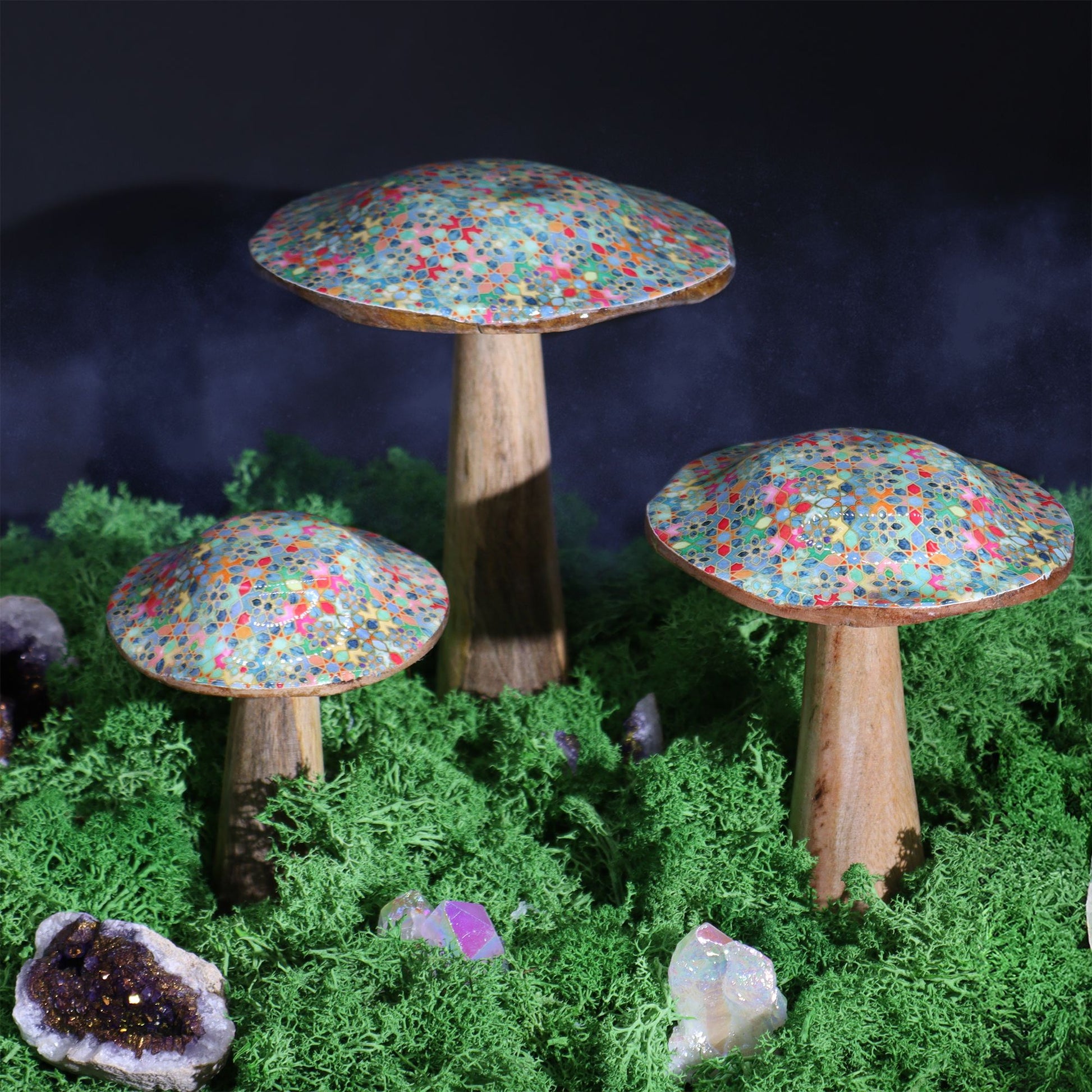 Large Mushroom - 20cm -  Mediterranean Tile Pattern