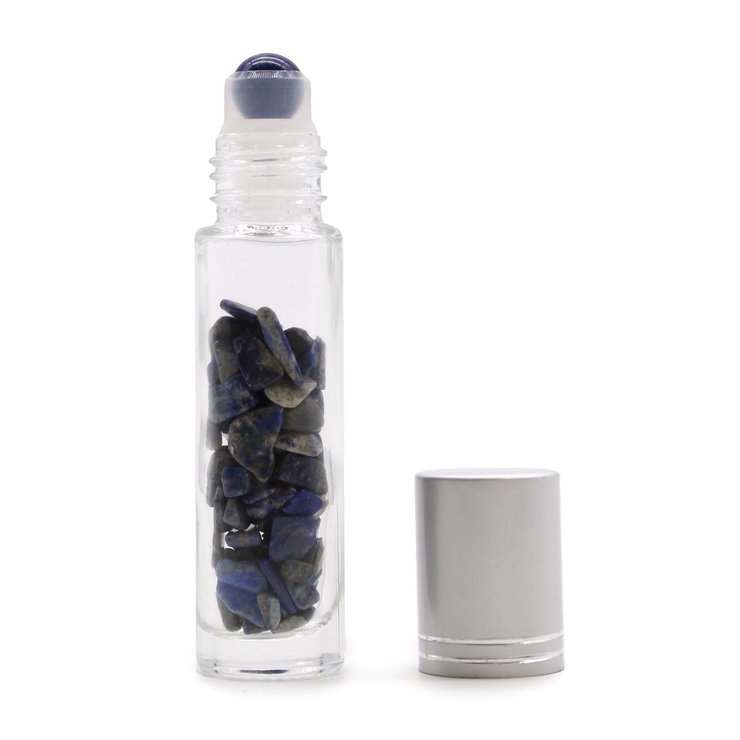 Gemstone Essential Oil Roller Bottle - Sodalite  - Silver Cap + Gemstone Roller Tip for 5ml Bottle - Sodalite