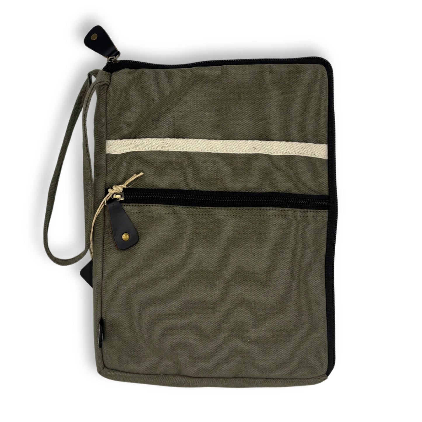 Canvas Travel Laptop Pouch - Olive - 24x33cm