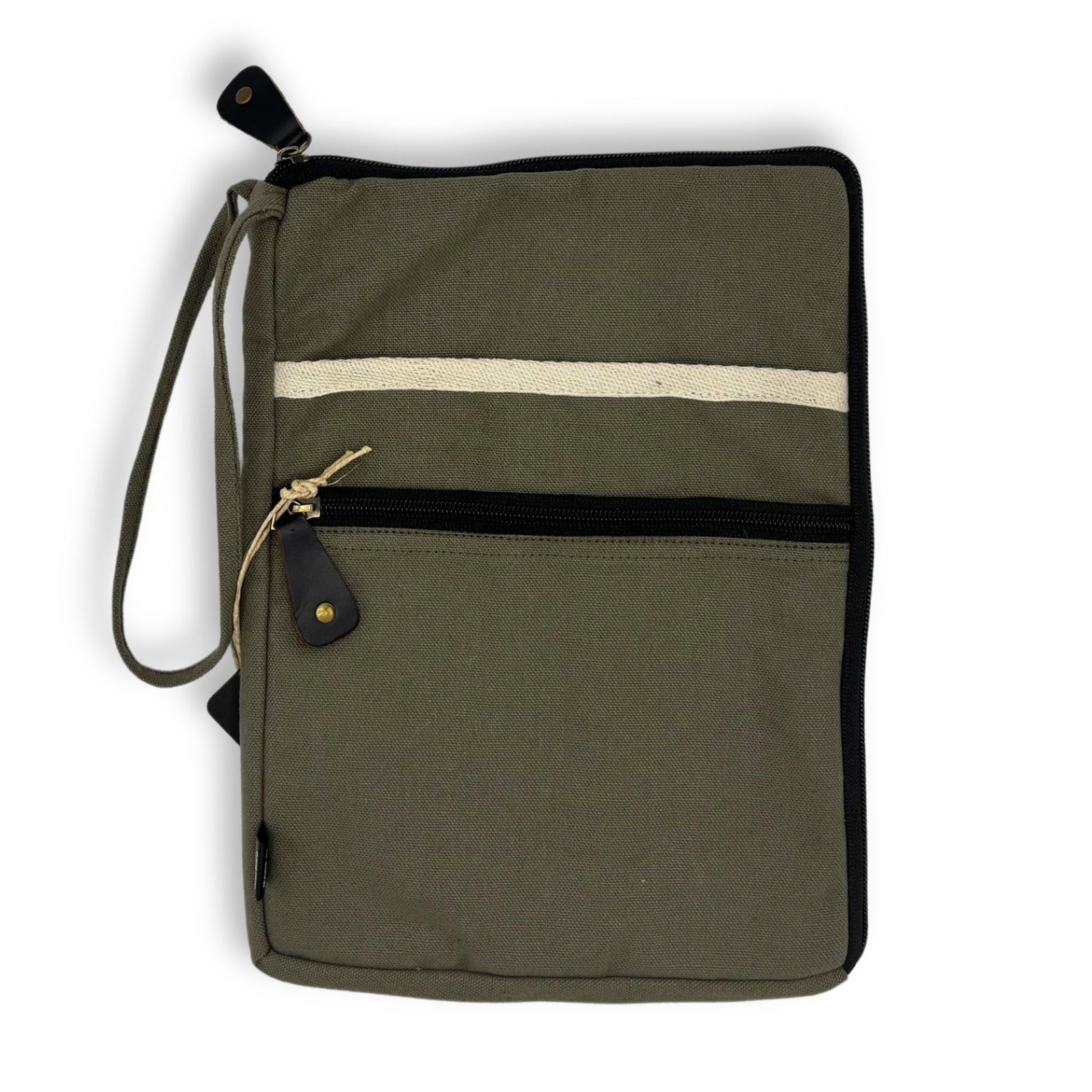 Canvas Travel Laptop Pouch - Olive - 24x33cm