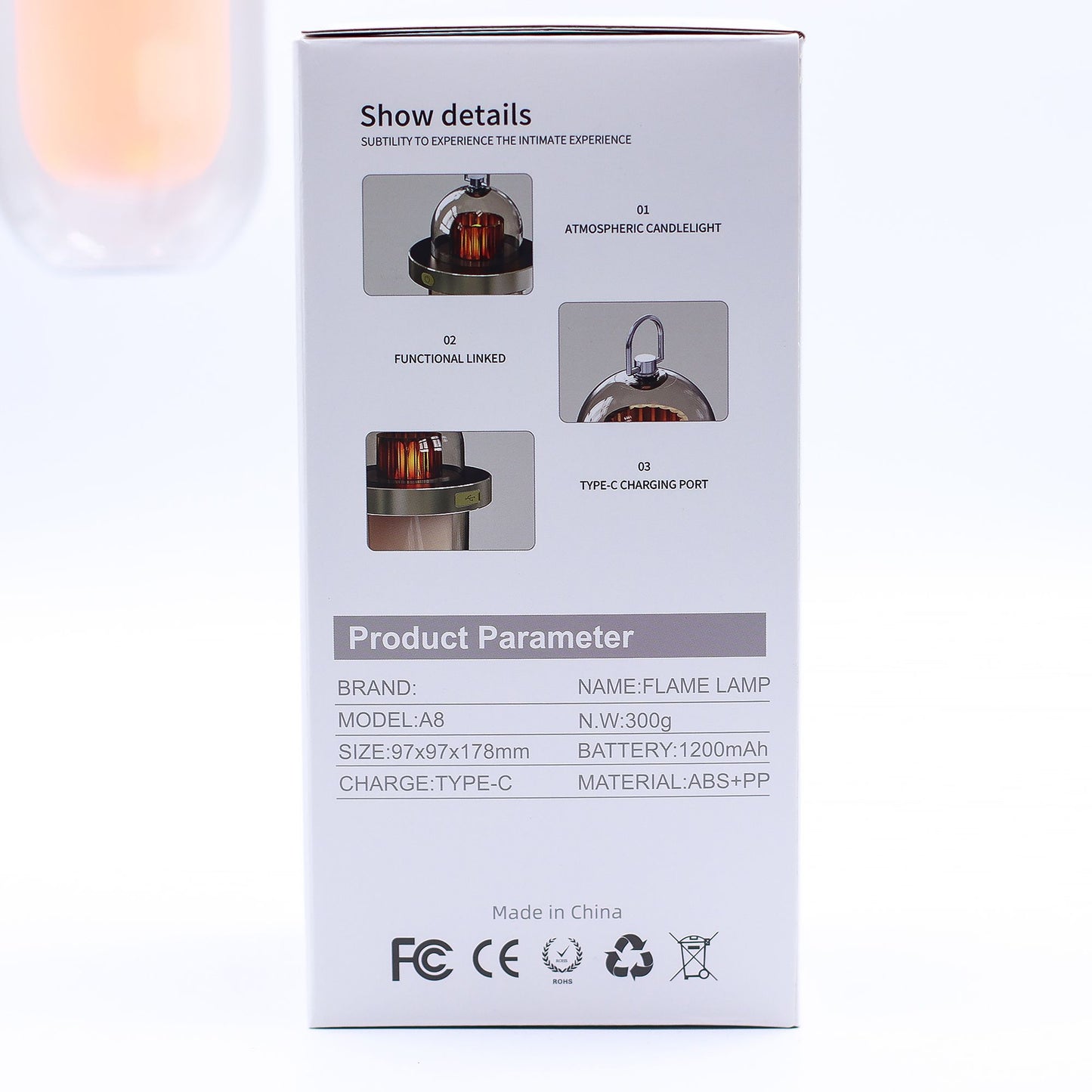 Outdoor Flame Effect Lamp - White USB - C Chargable - Multi Colour