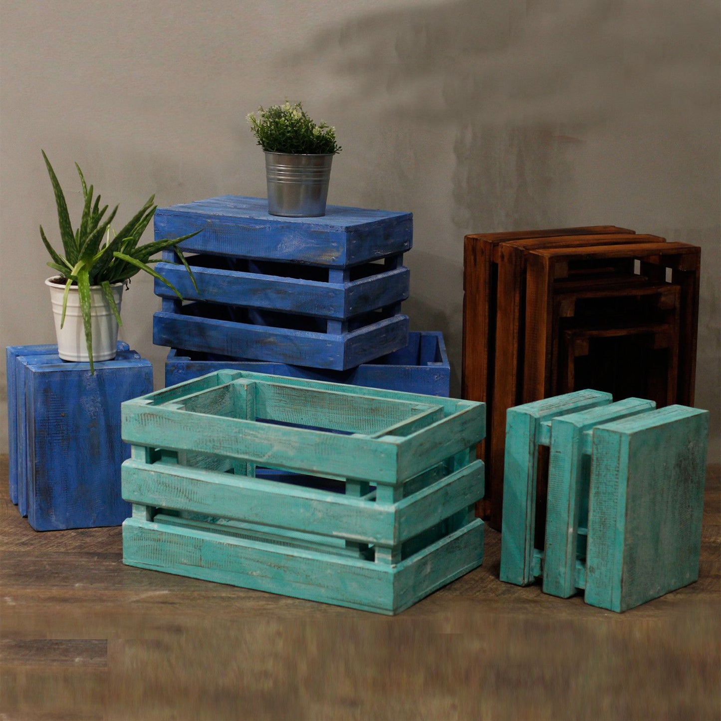 Set of 3 Storage/Display Boxes - Greenwash