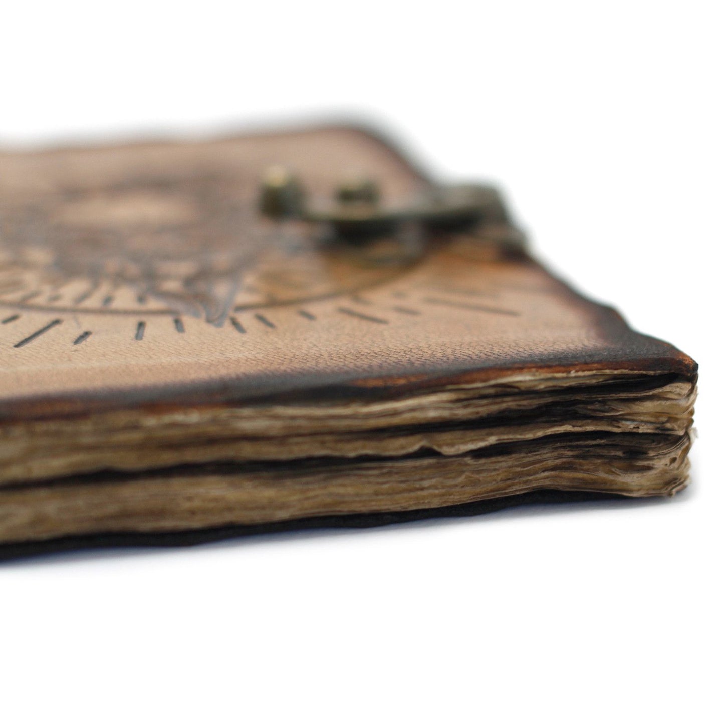 Leather Pentagon & Skull with Burns Detail Notebook (18x13 cm)