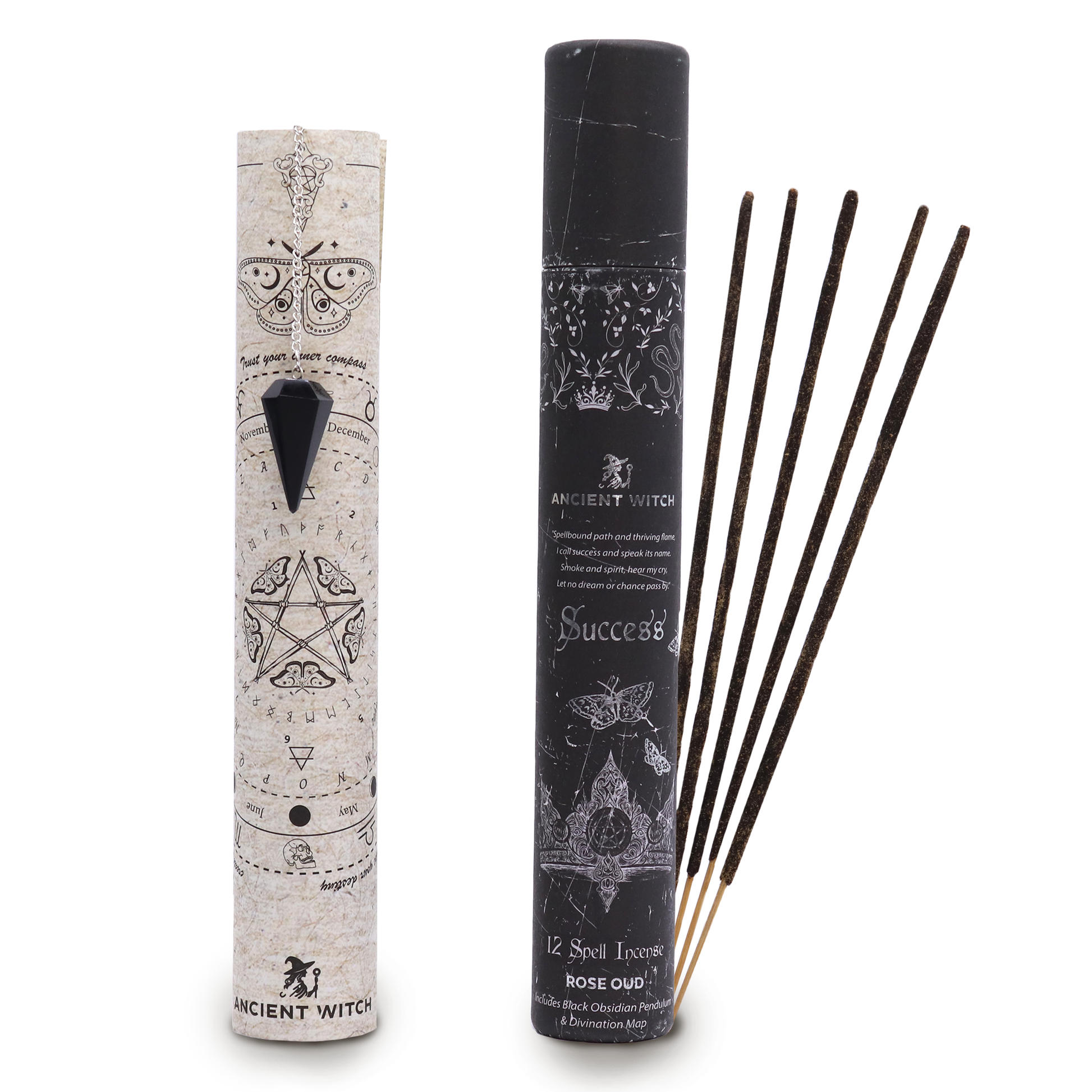 Ancient Witch Spell Incense - Success - Black Obsidian Pendulum