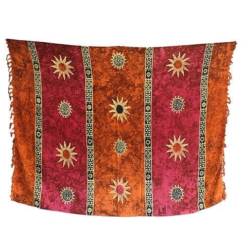 1x Bali Celtic Sarongs - Sun Symbols (4 Assorted Colours)