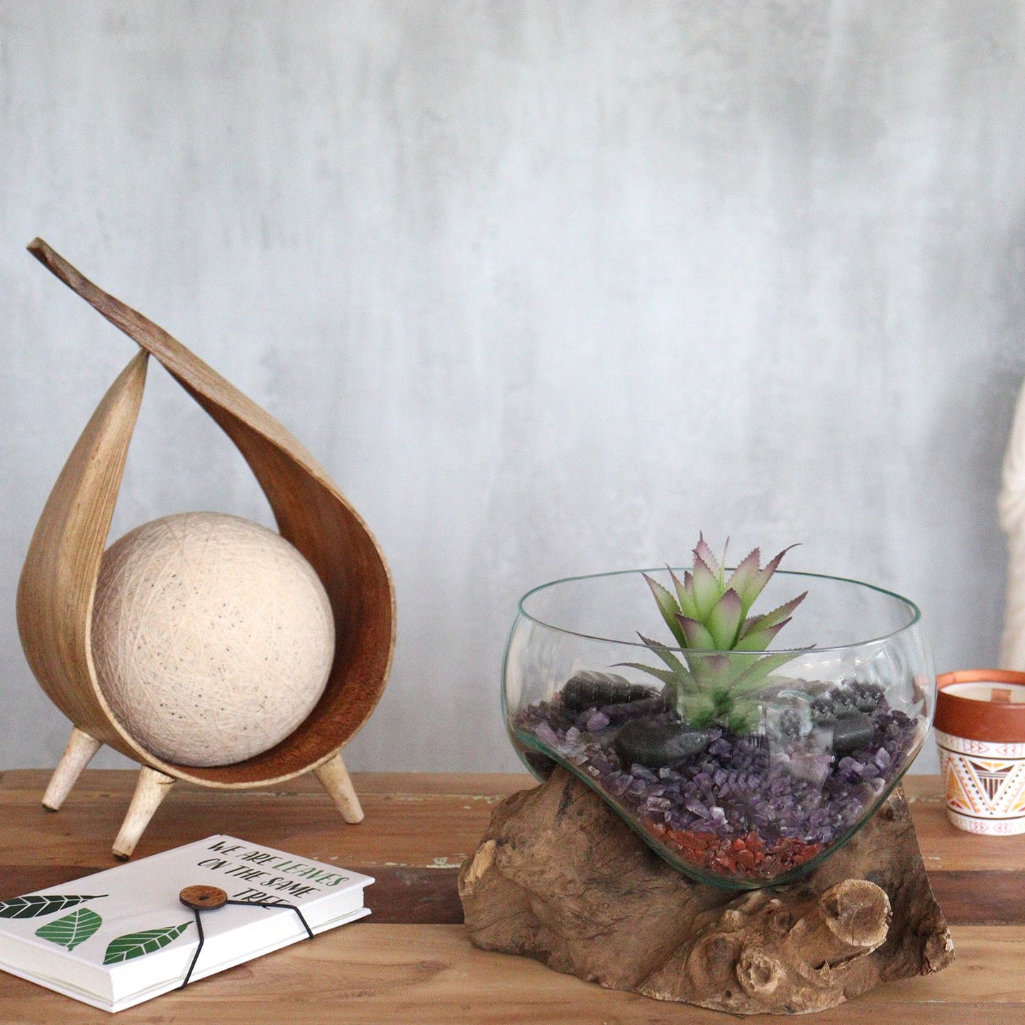 Roztavené sklo na dreve - otvorená veľká misa