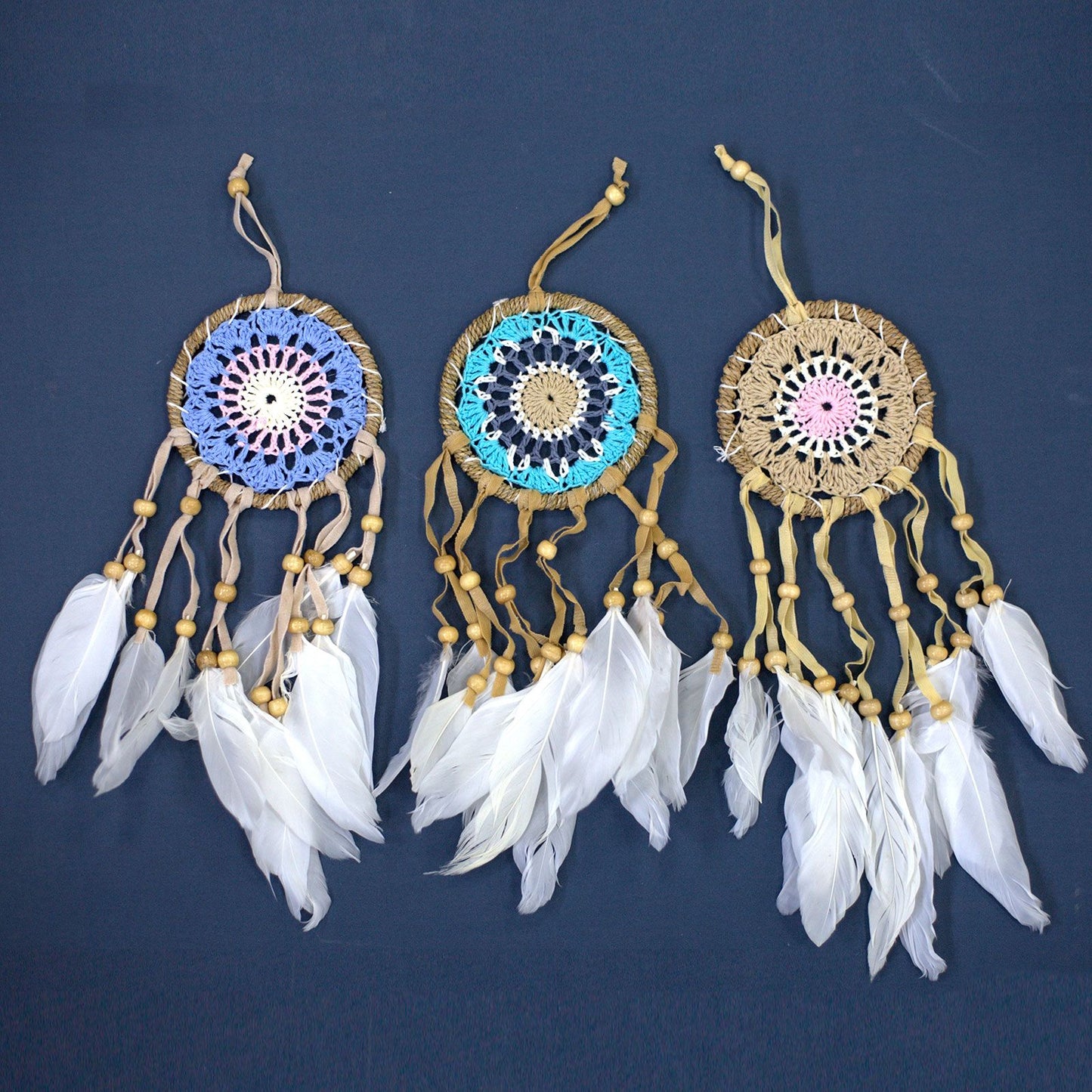 Pastel Pink Macramé Dream Catcher 9cm (asst. colours)