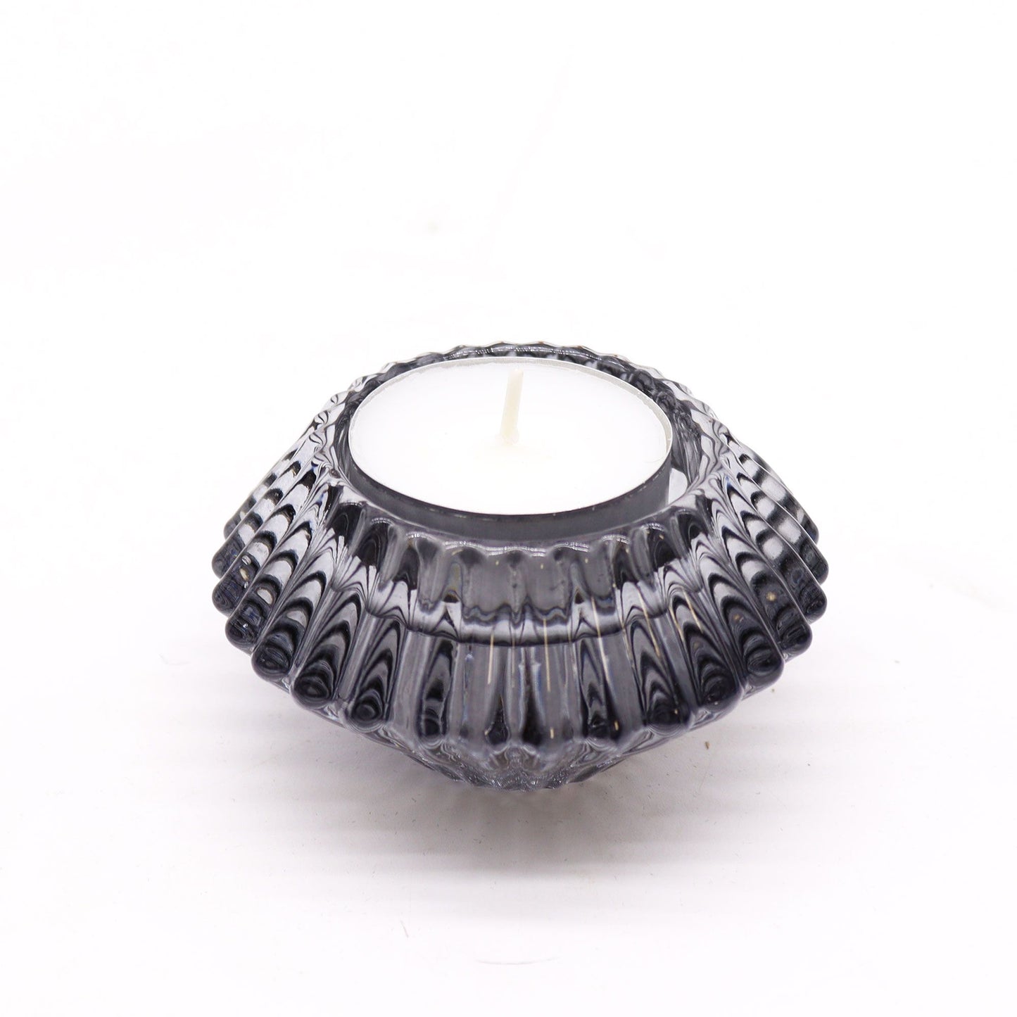 Set of 2  Flower Flip Dinner Candle / Tealight Holder -  Midnight Grey
