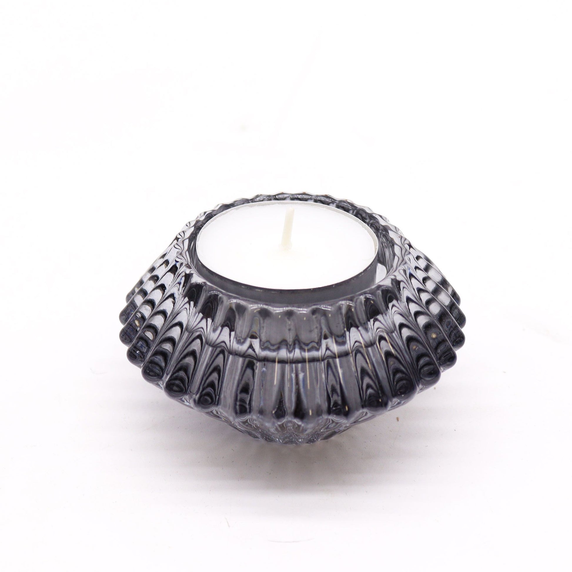 Set of 2  Flower Flip Dinner Candle / Tealight Holder -  Midnight Grey