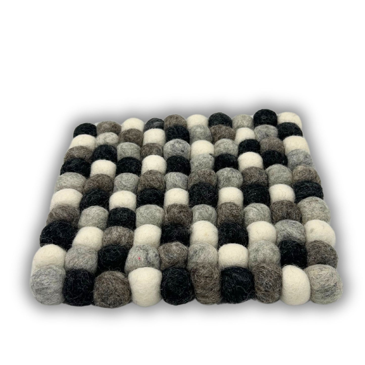 Felt Ball Square Coasters - 10cm Multi Grey colour (set of 4)