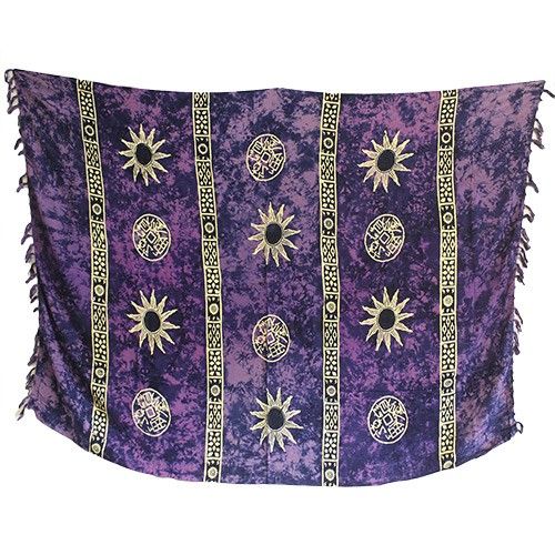 1x Bali Celtic Sarongs - Sun Symbols (4 Assorted Colours)