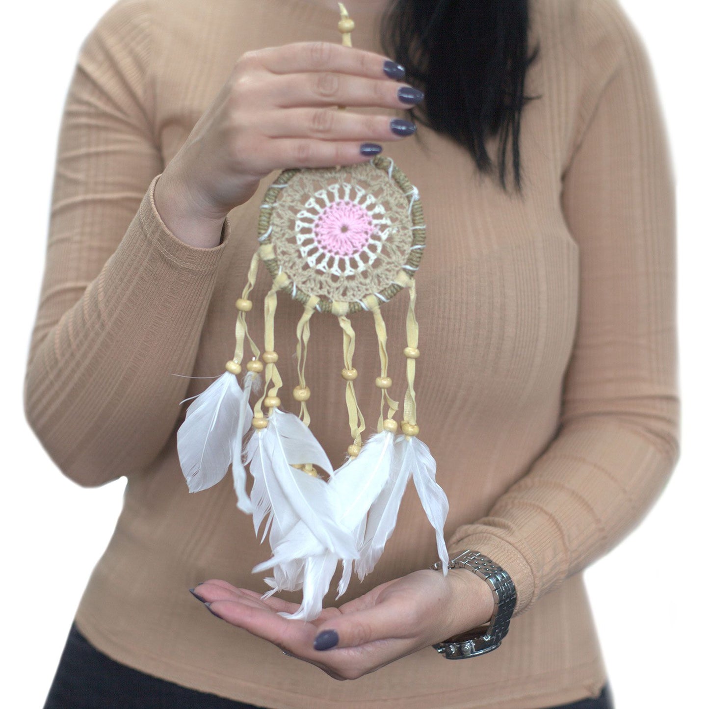 Pastel Pink Macramé Dream Catcher 9cm (asst. colours)