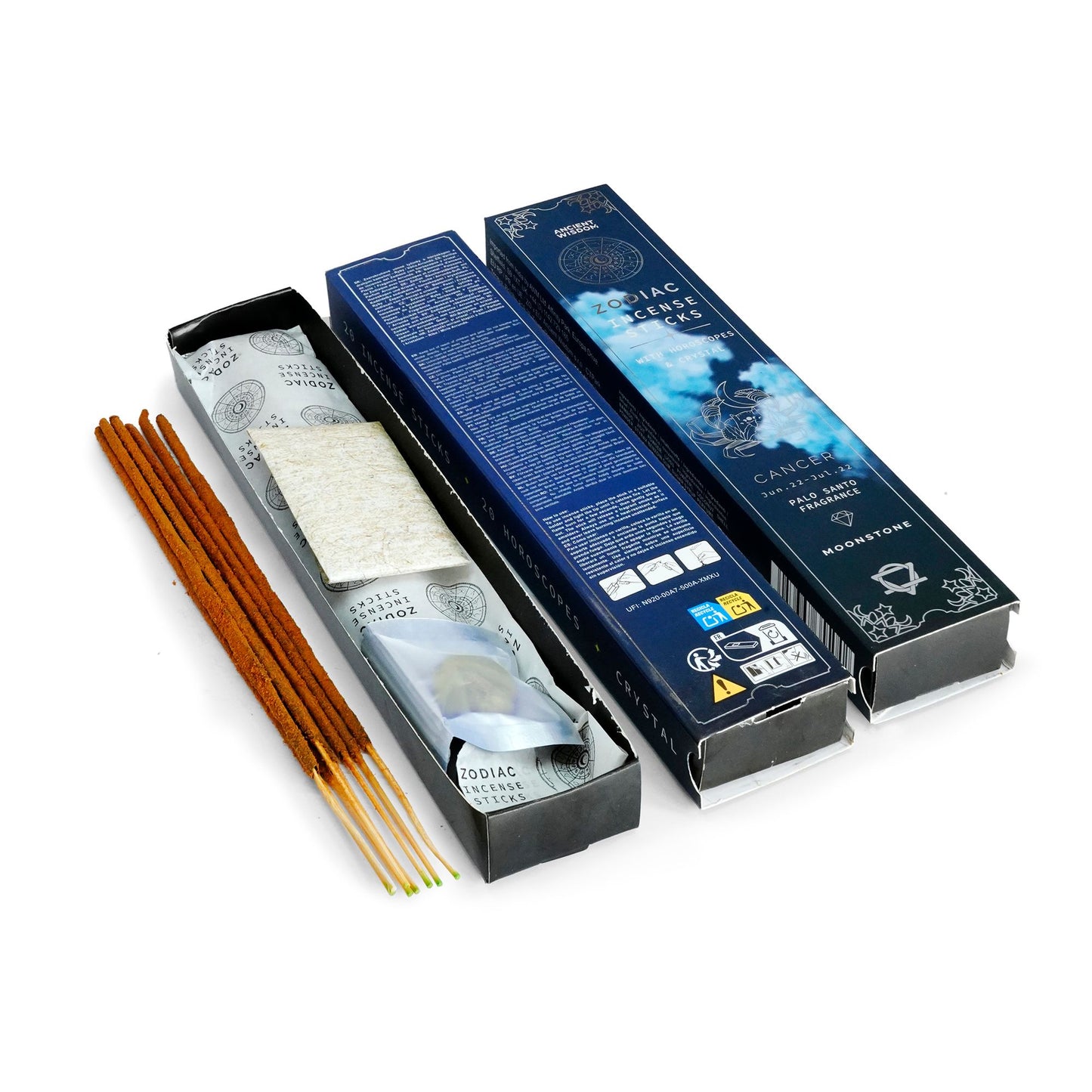 Palo Santo Zodiac Gemstone Crystal Incense -  Cancer