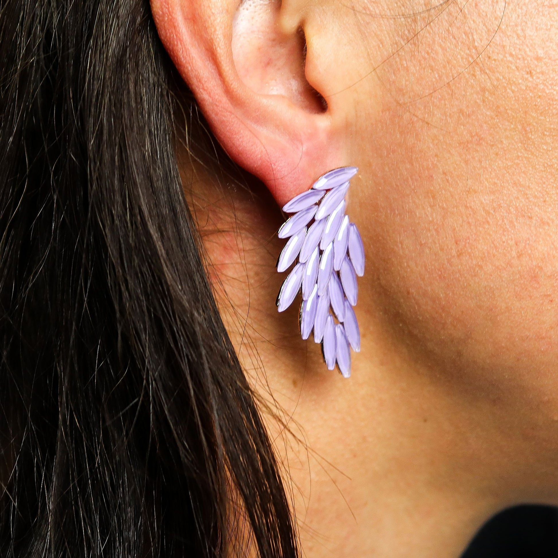 Lavender - Vintage Glass - Angel Wings - Earrings