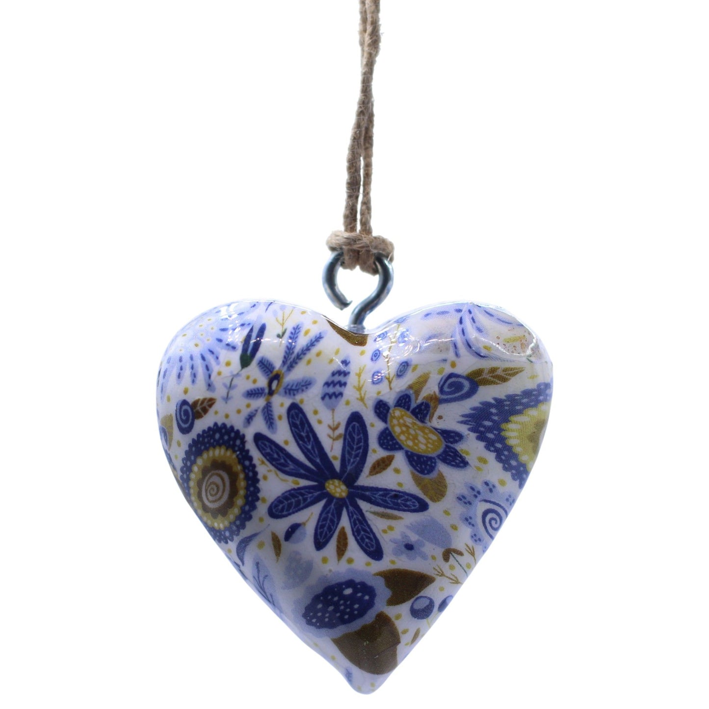 Large Decor Wood Hearts -  Blue Floral