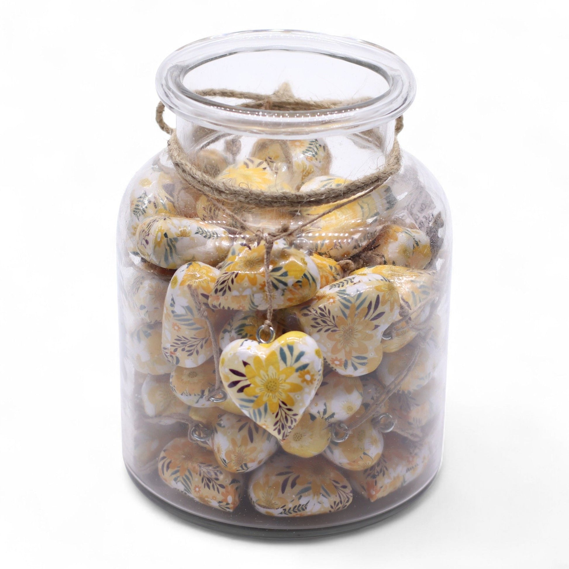 Large Decor Wood Hearts -  Yellow Floral