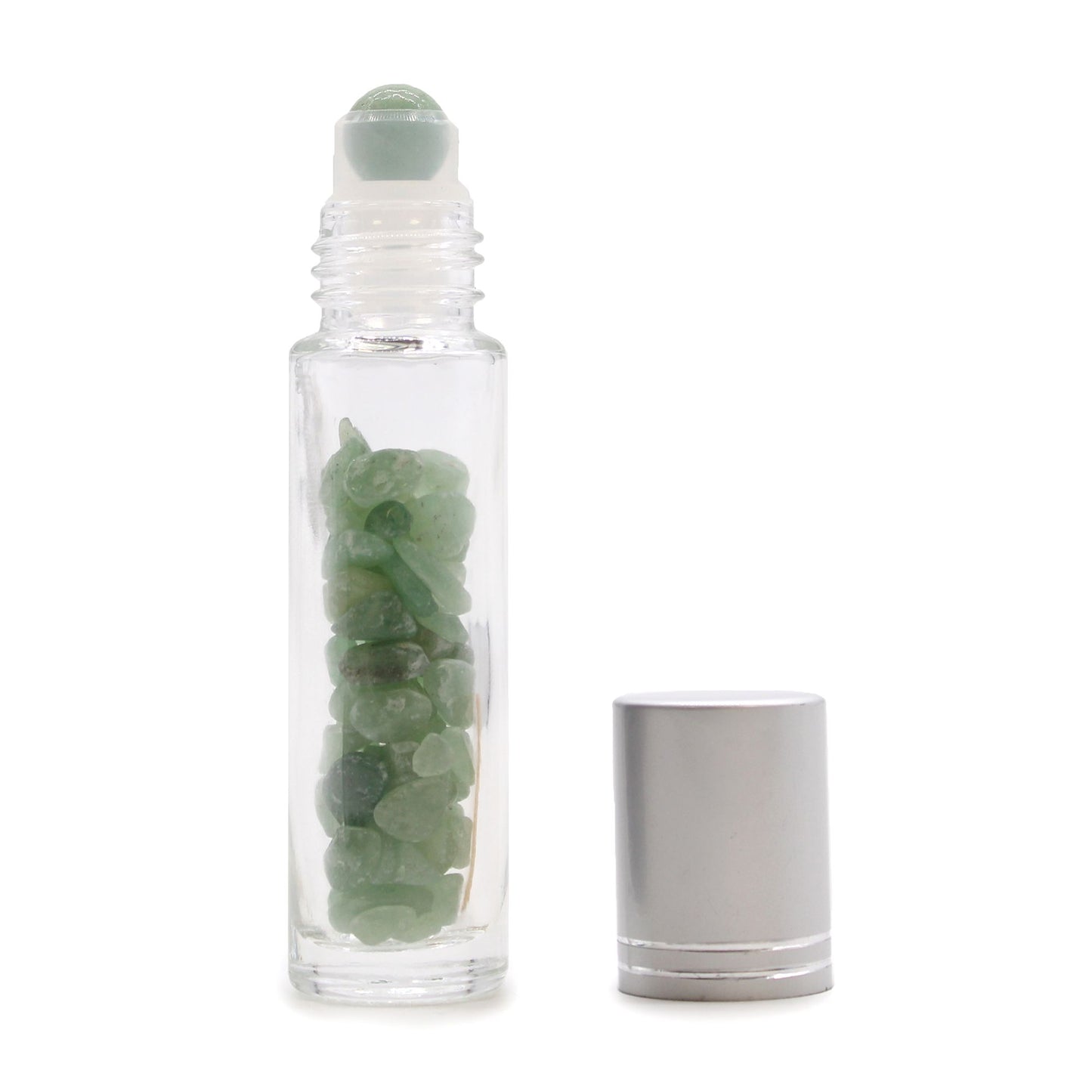 Gemstone Essential Oil Roller Bottle - Aventurine - Silver Cap + Gemstone Roller Tip for 5ml Bottle - Aventurine