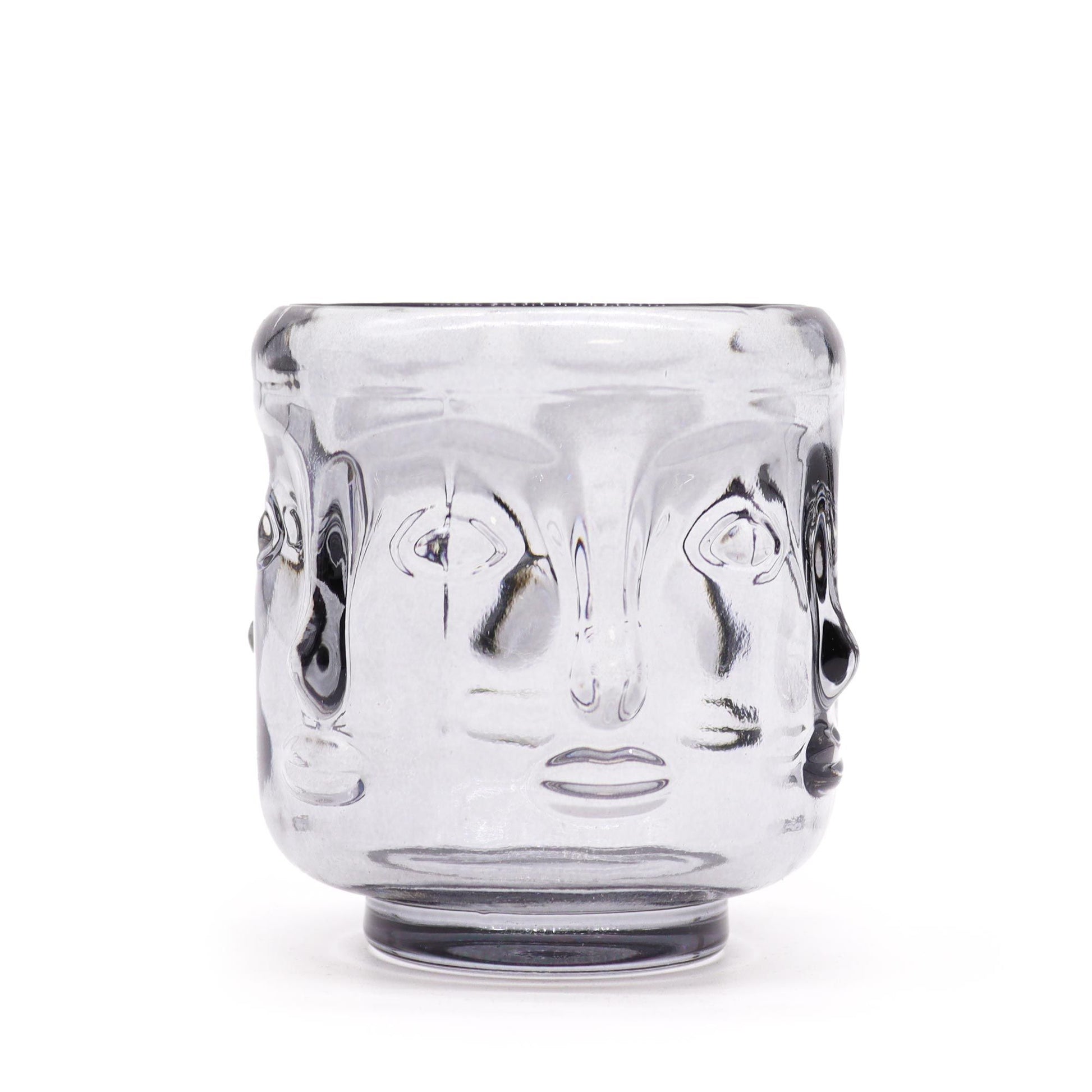 Set of 2 Buddha Faces Candle Jar - Midnight Grey