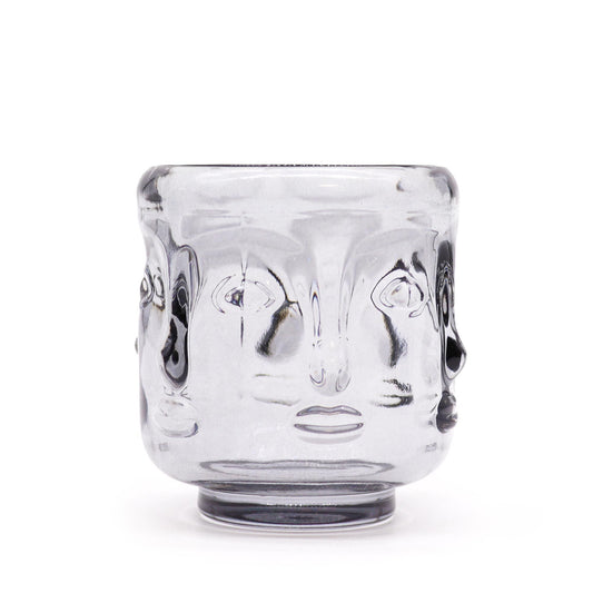 Set of 2 Buddha Faces Candle Jar - Midnight Grey
