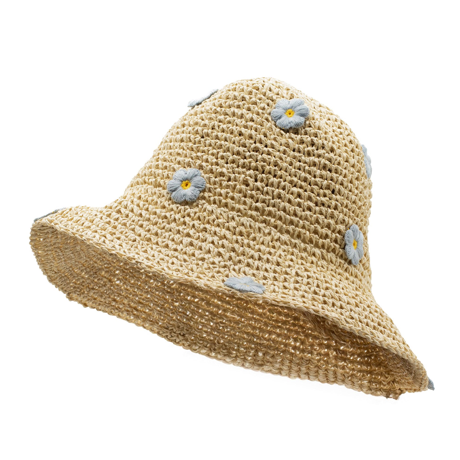 Nomad Sari Floppy Straw Sun Hat - Coffee & Daiseys