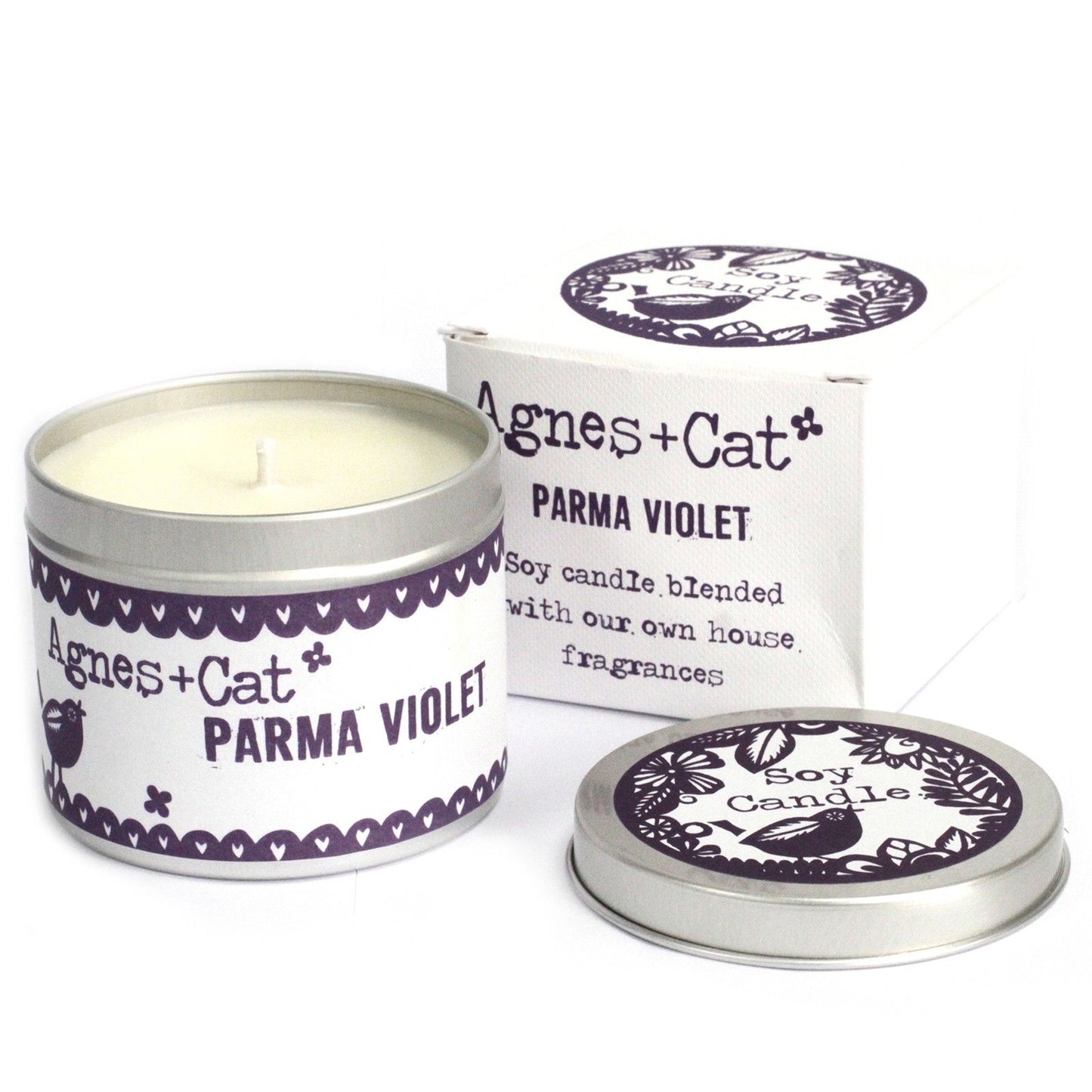 Plechová sviečka - Parmská fialka