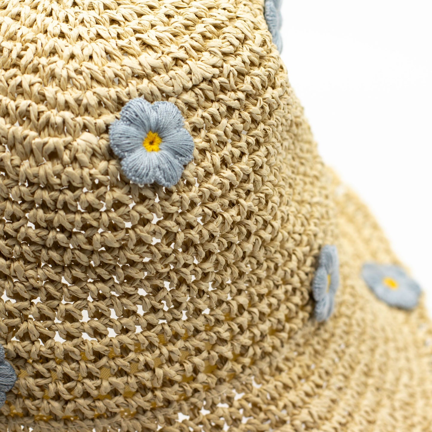 Nomad Sari Floppy Straw Sun Hat - Beige & Blue Flowers