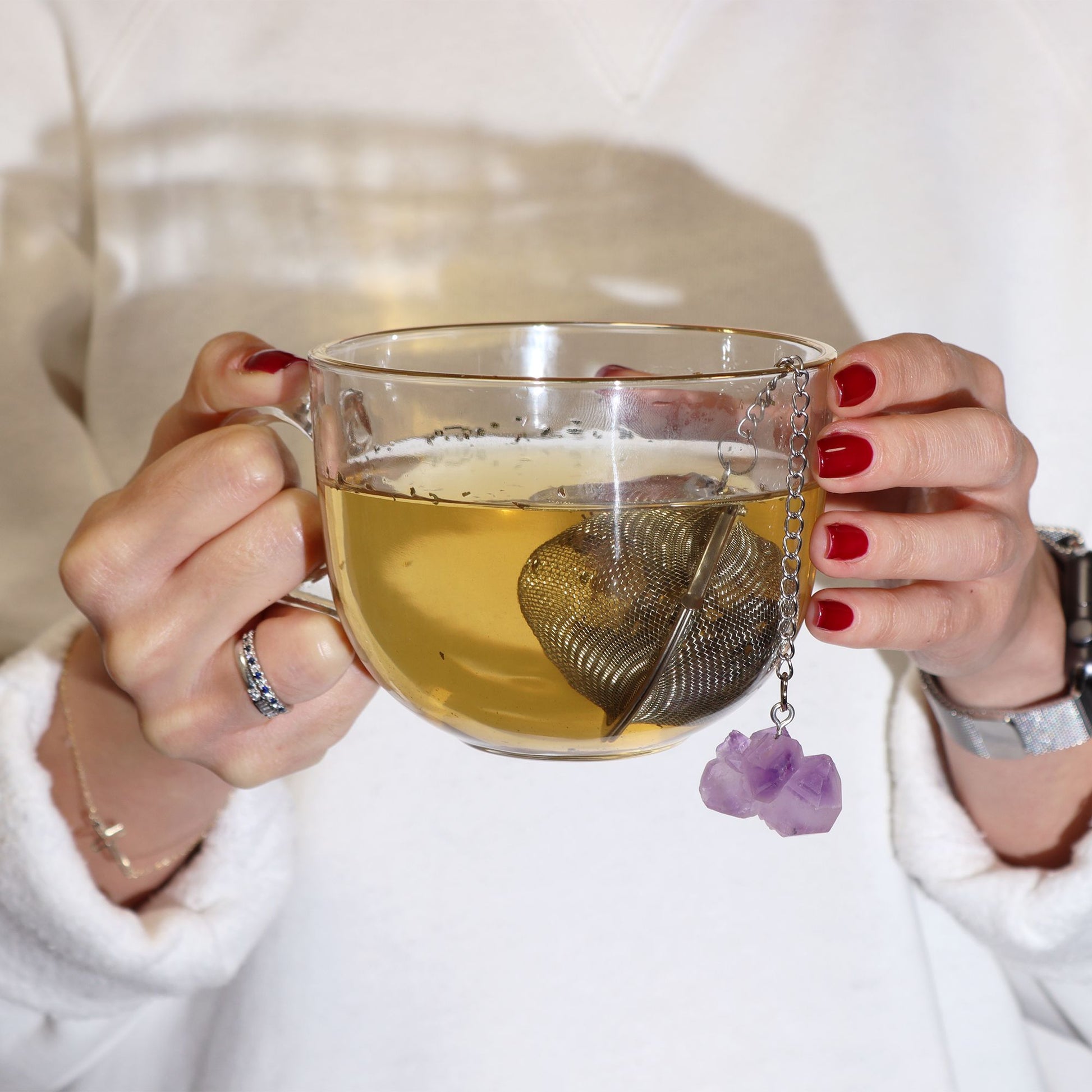 Raw Crystal Gemstone Tea Strainer - Red Jasper