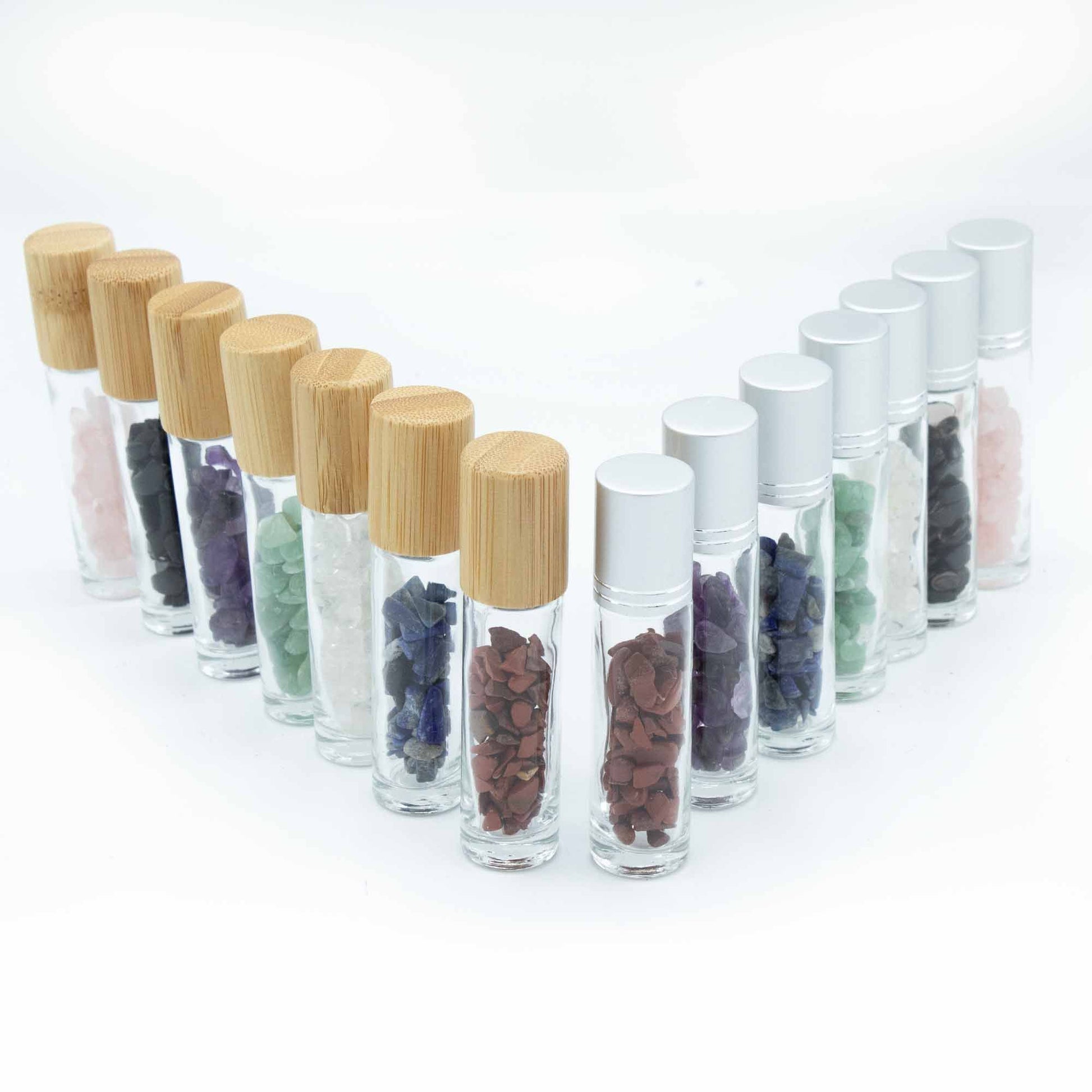 Gemstone Essential Oil Roller Bottle - Amethyst  - Wooden Cap + Gemstone Roller Tip for 5ml Bottle - Amethyst