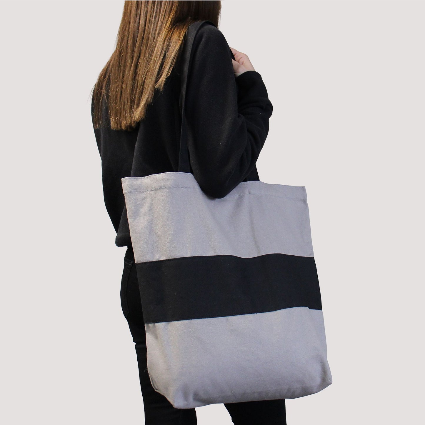 Two Tone Cotton Bag - 38x42x12cm - Green & Black - 10oz