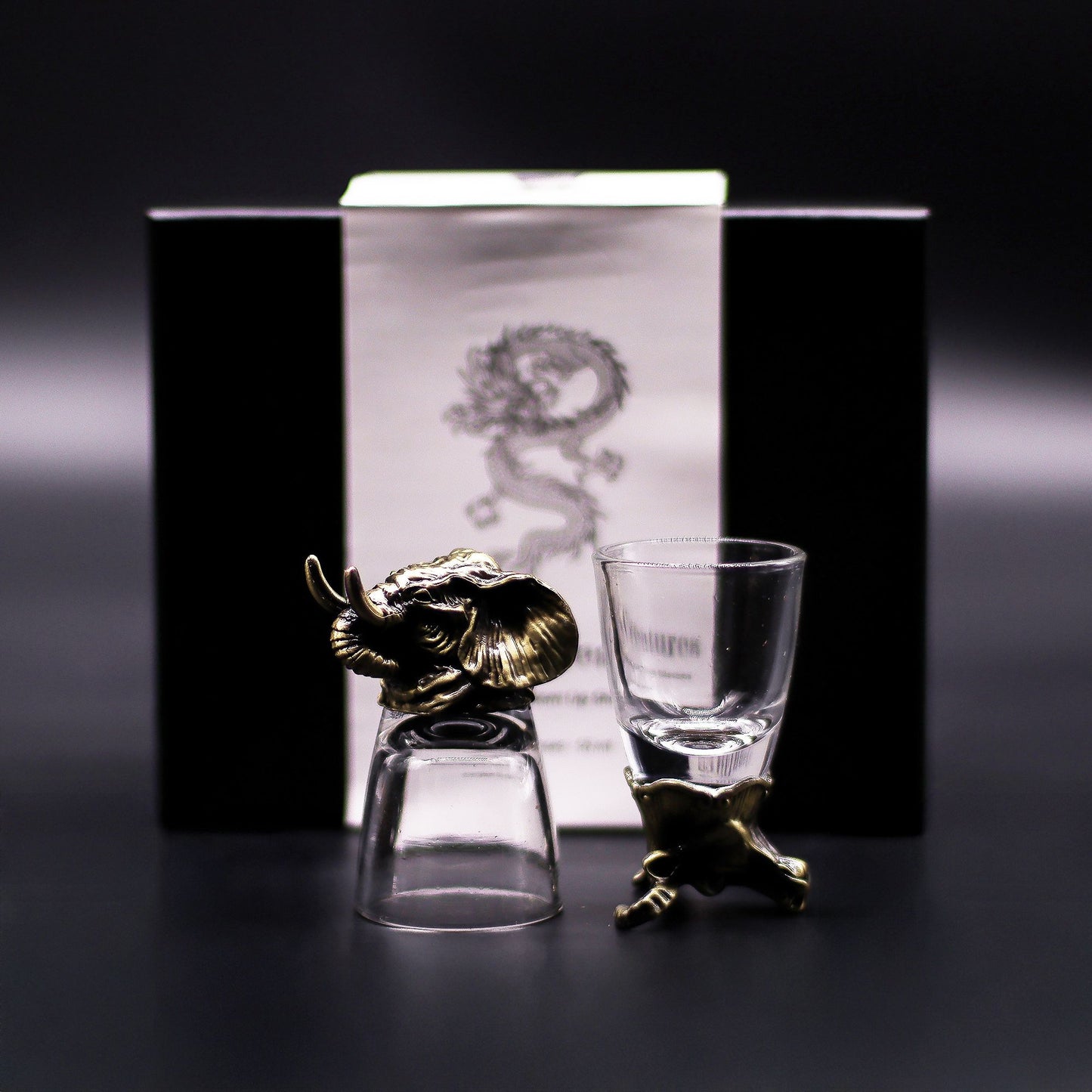 Gift Set of 6 Shot Glasses (50ml) - Wild Forest Creatures - Antique Bronze