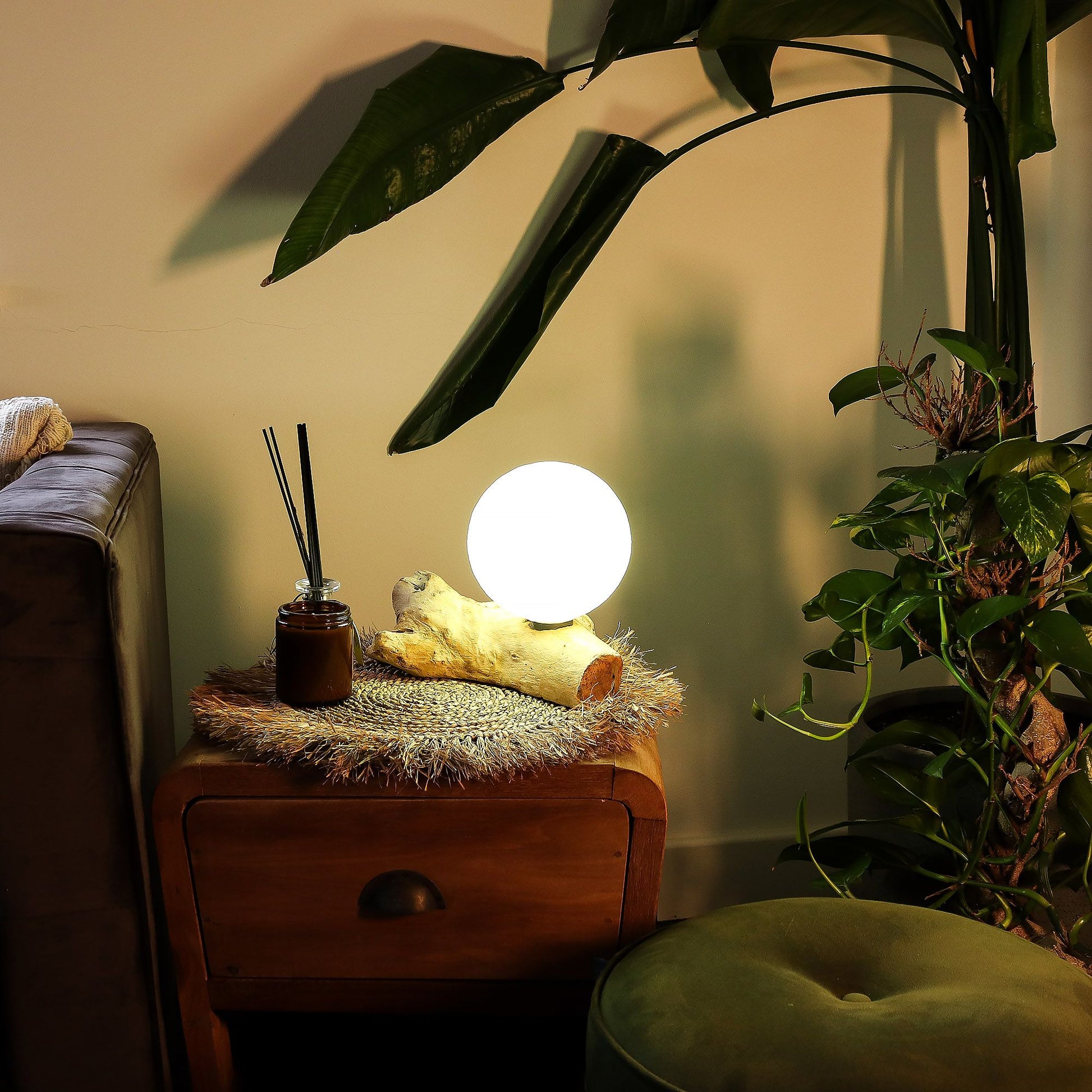 DriftGlow Lamp Cotton Luna Ivory Shade