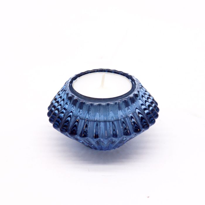 Set of 2  Flower Flip Dinner Candle / Tealight Holder - Royal Blue