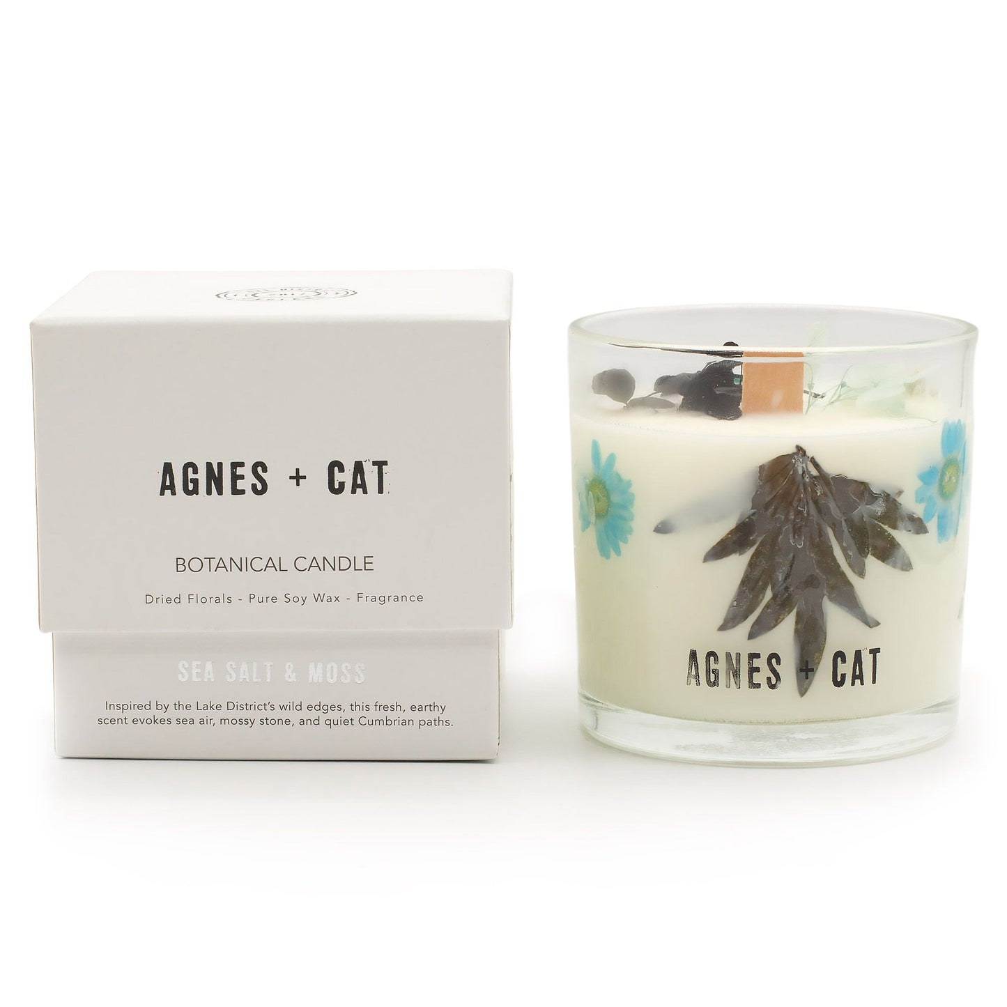 Sviečka zo sójového vosku Agnes + Cat Botanical - morská soľ a mach