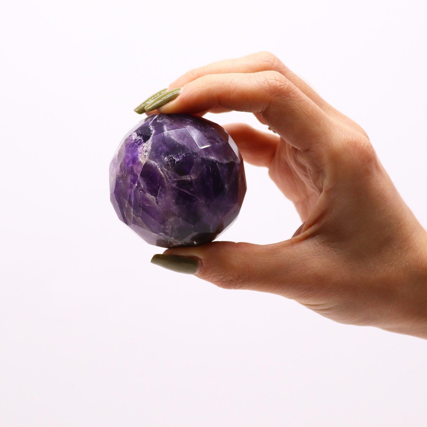 Gemstone Faceted Healing Ball & Stand - Rose Quartz