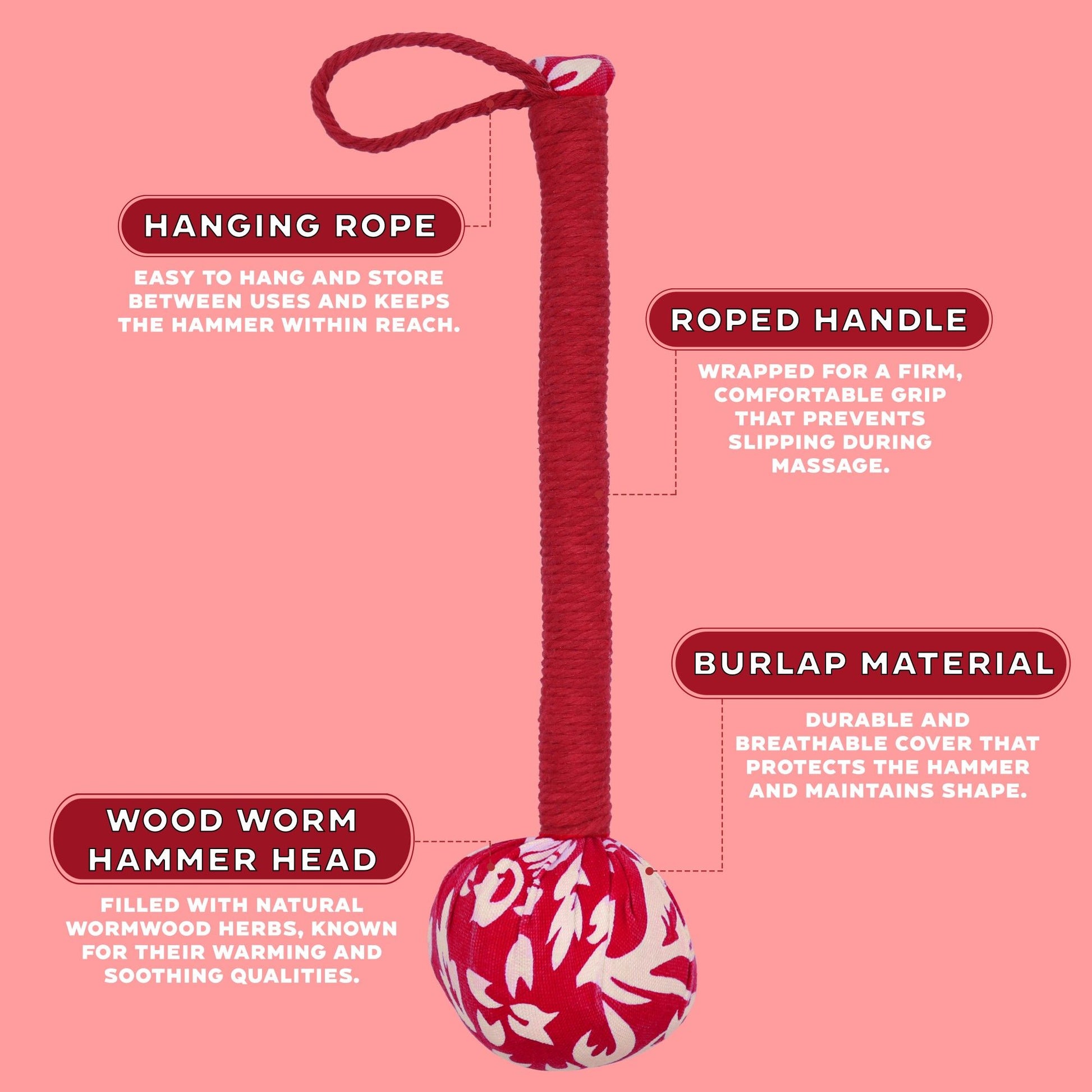 Wormwood Massage Hammer - Red