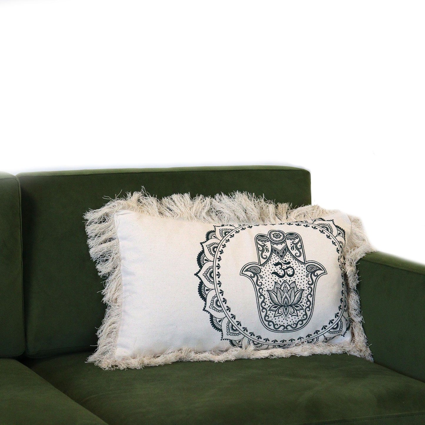 Hamsa Mandala  Cushion - 30x50cm - green