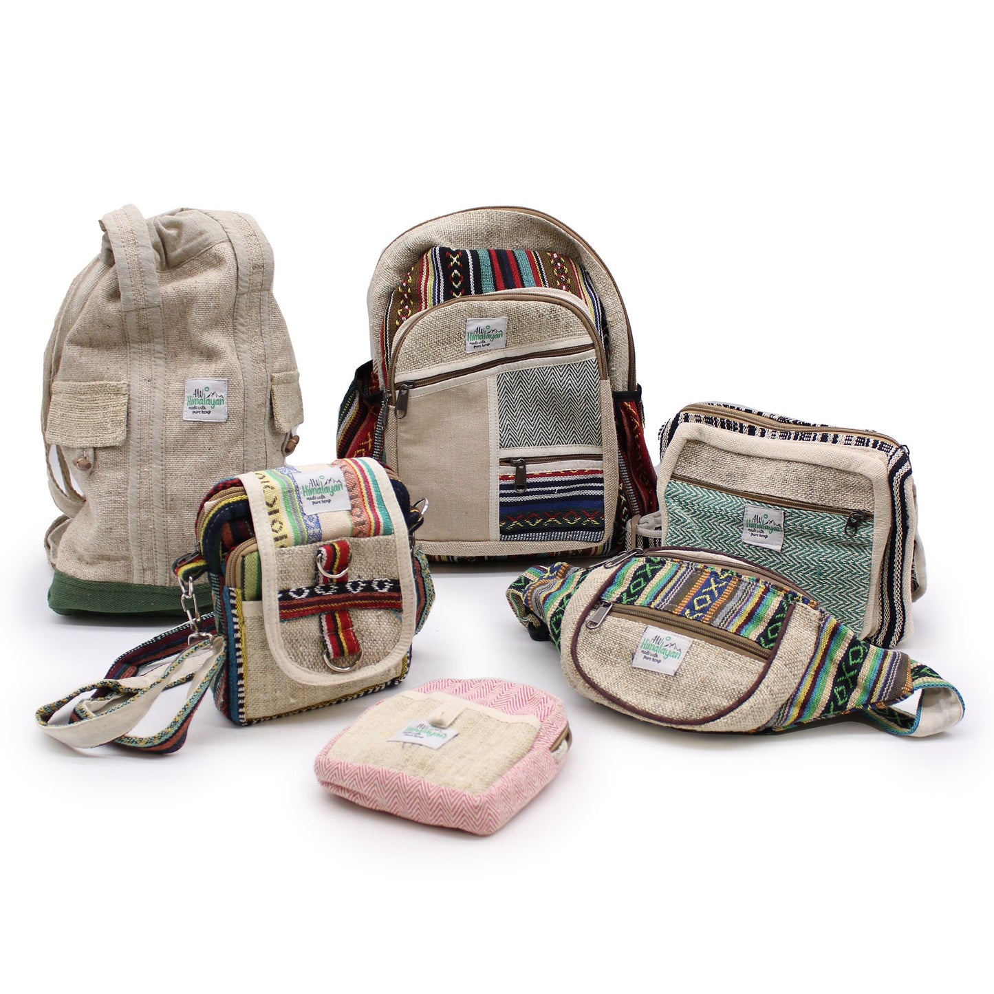 Small Hemp Backpack - Zig Zag Zips Style