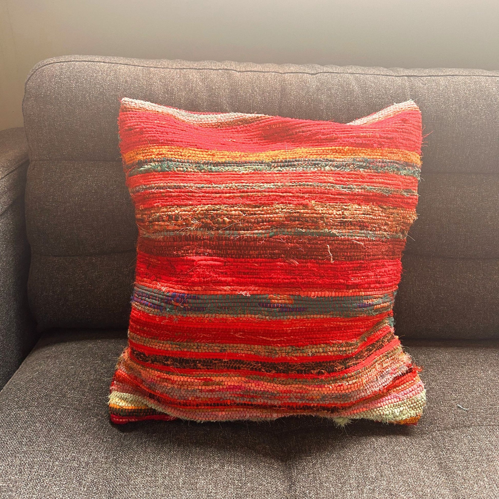 Rag Rug Cushion Covers - 40x40cm - Rich Reds