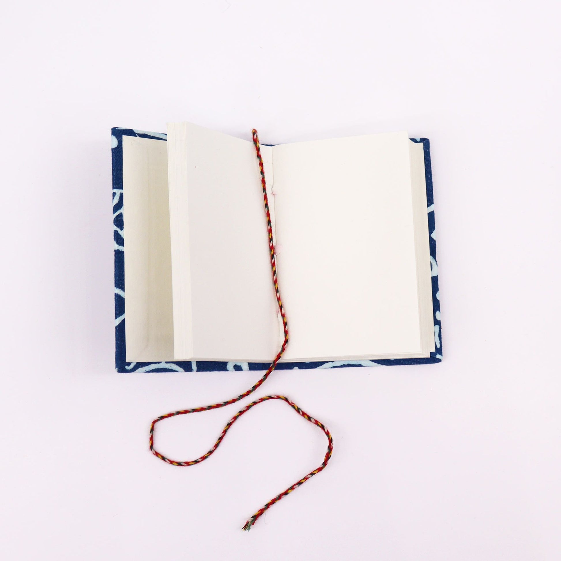 Block Print Cotton Bound Notebooks 7x10cm - Indigo Fish