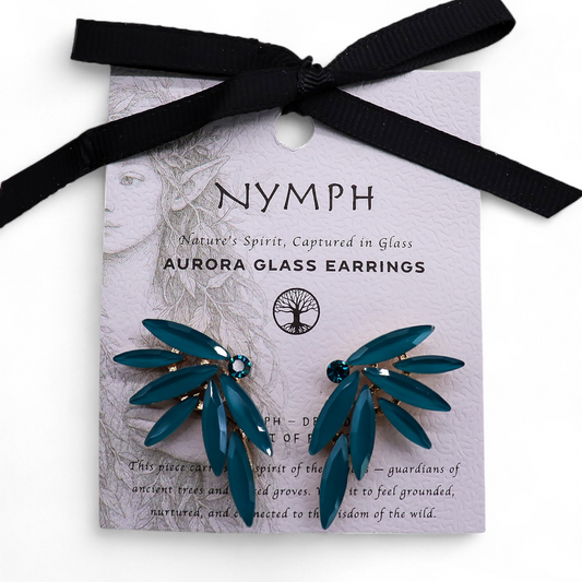 Teal Green - Vintage Glass - Faries - Earrings