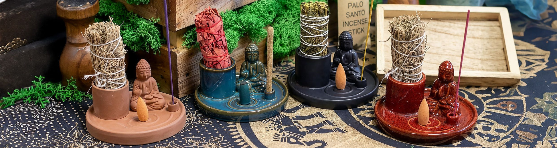 Multi Purpose Buddha Incense Plate - Natural Terracotta Style
