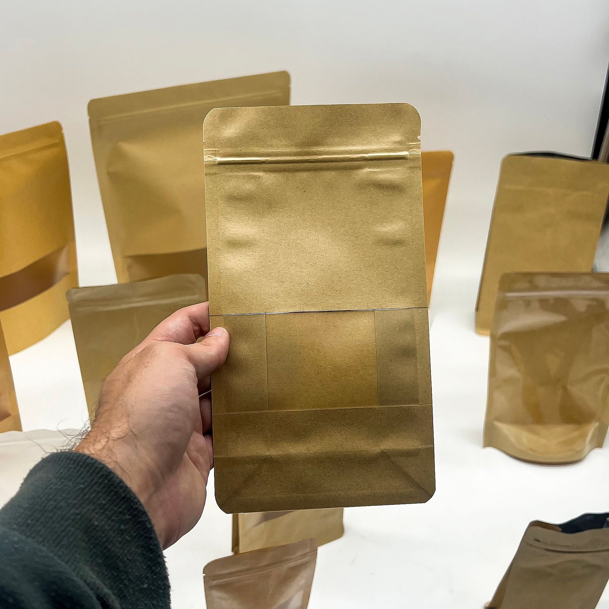 10x Squat Kraft Window Bags 10x20cm
