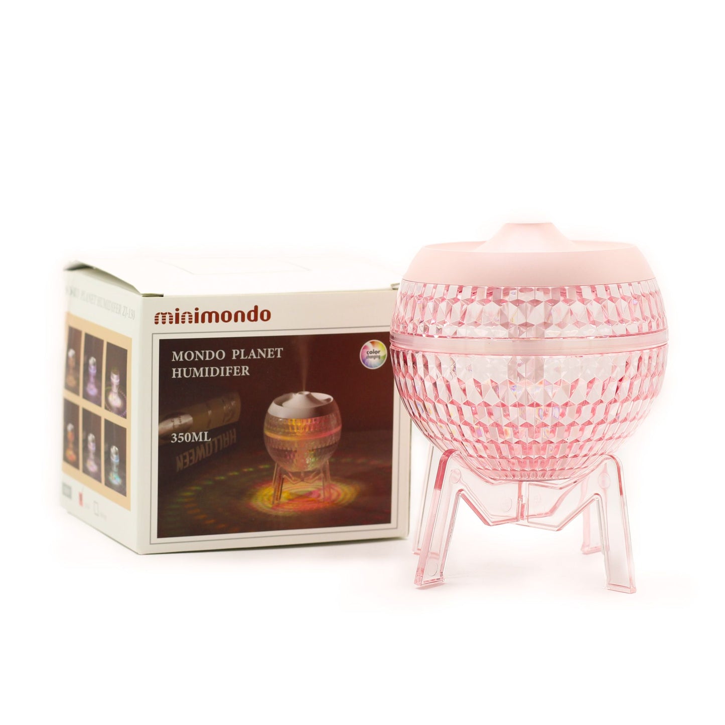 Ružový zvlhčovač vzduchu Mondo Planet - USB - Zmena farby (s podsvietením)