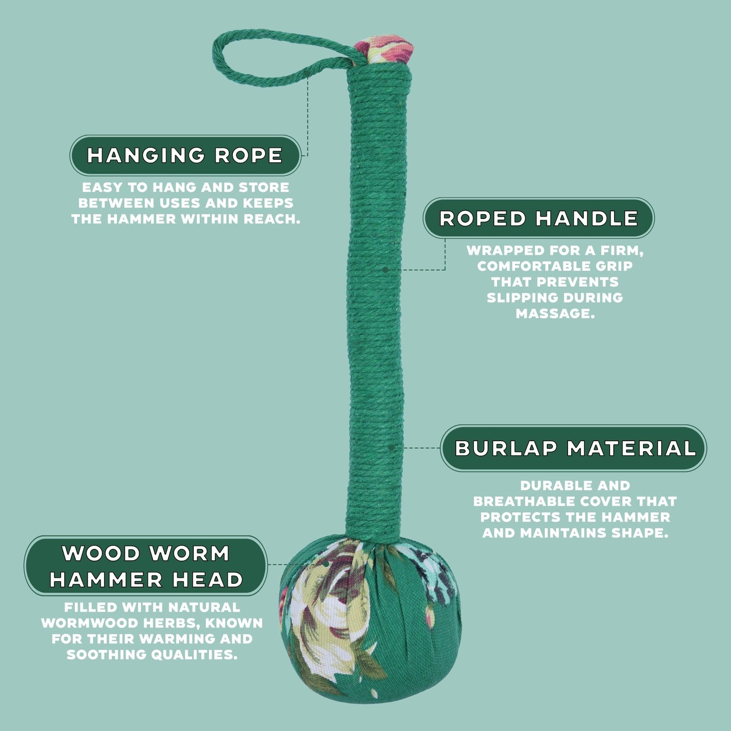 Wormwood Massage Hammer - Green