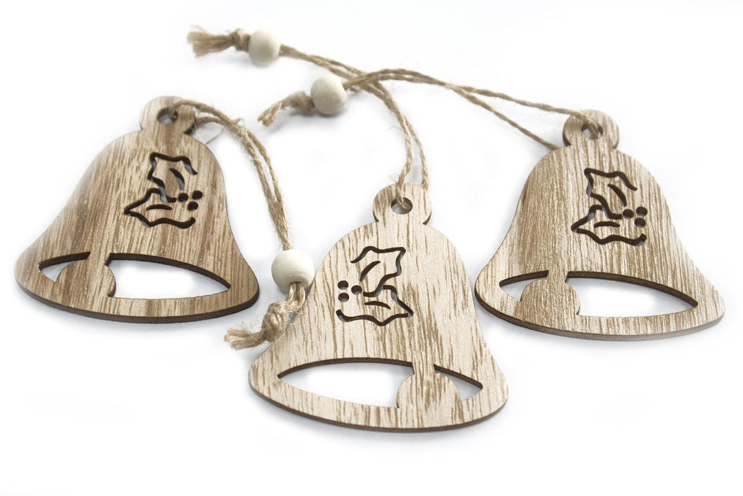 Pack of 3 Christmas Wooden Craft Decoration - Bell