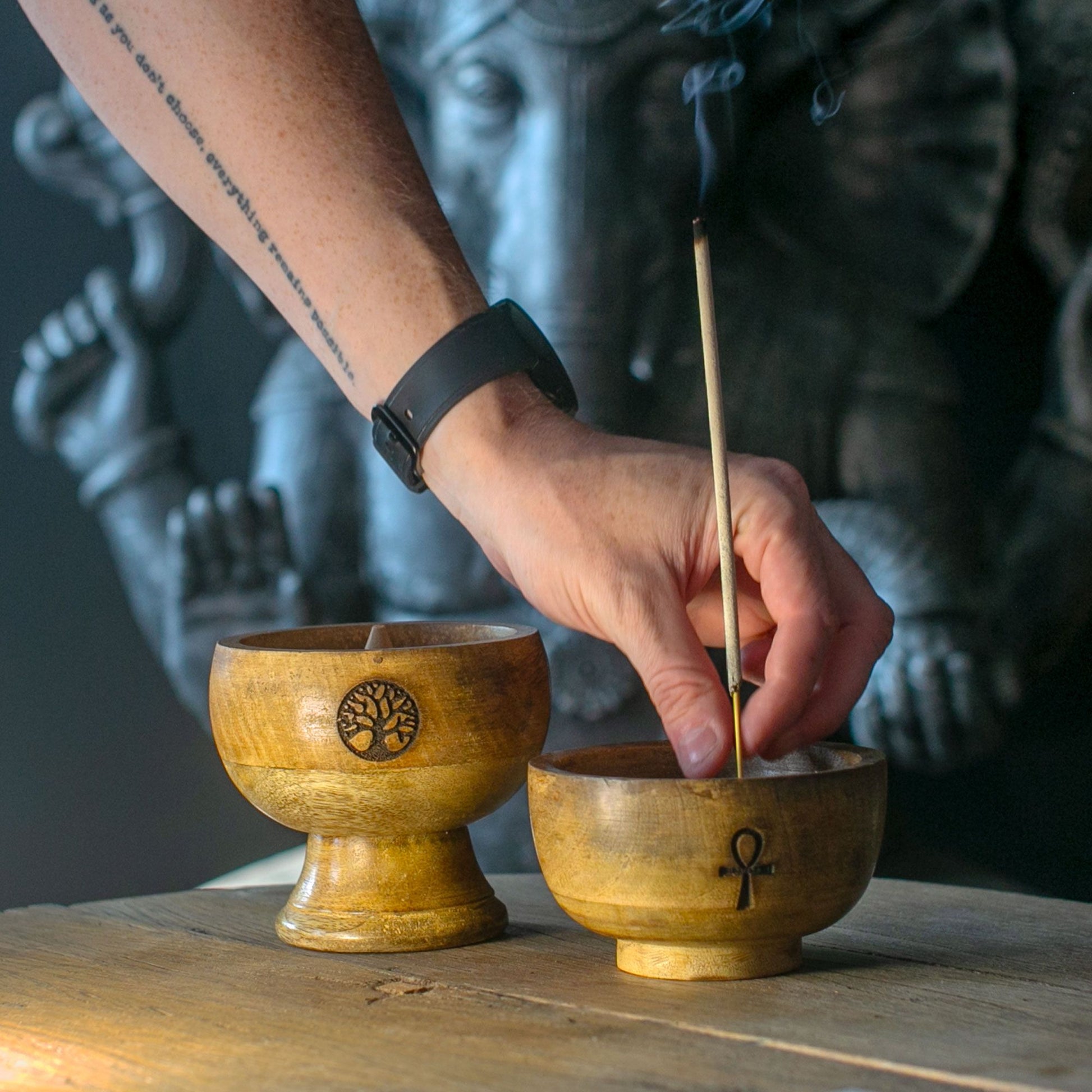 Small Ritual Bowl Incense Cone Holder 11x6.cm - (asst esoteric)