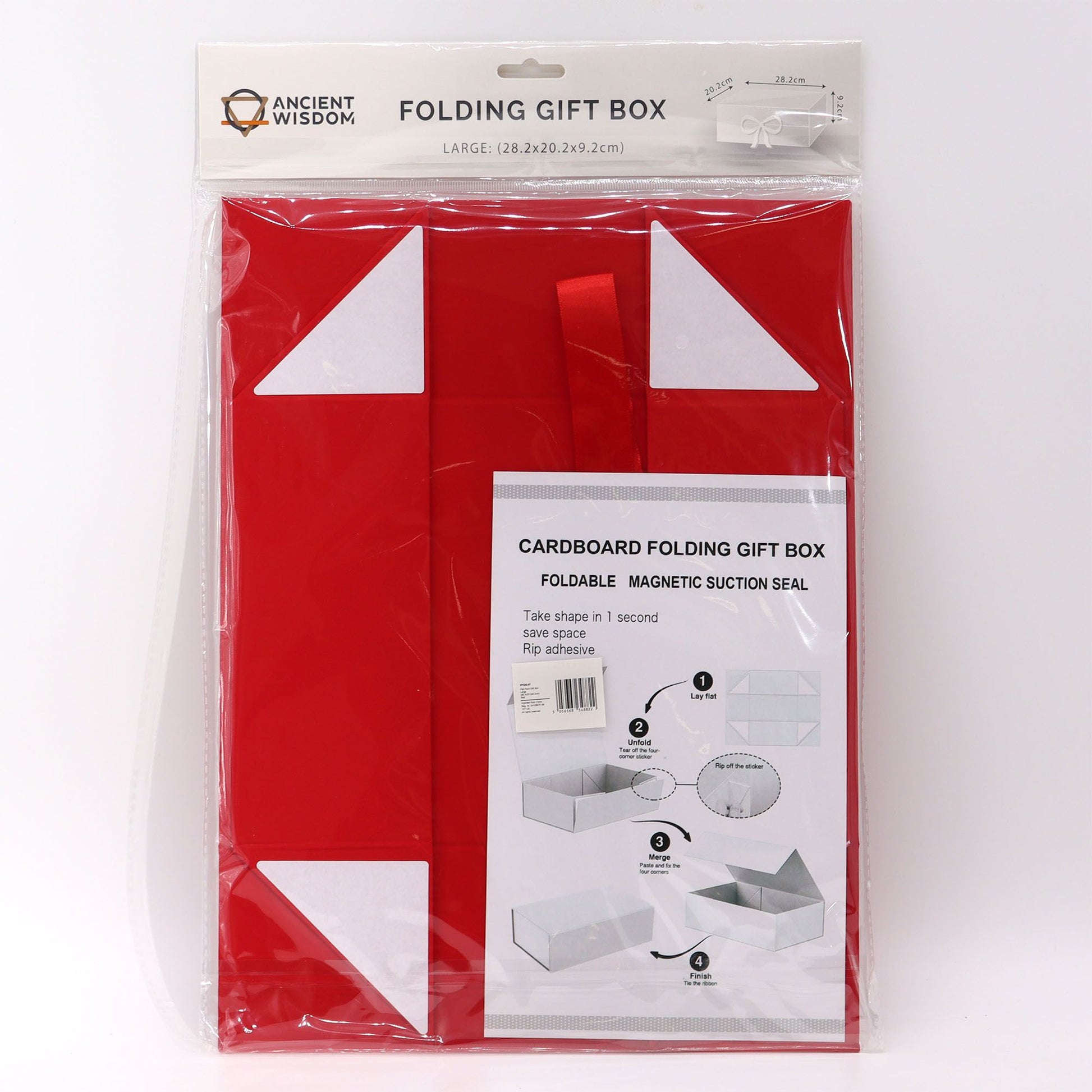 Flat Pack Gift Box - Large  (28.2x20.2x9.2cm) - Red